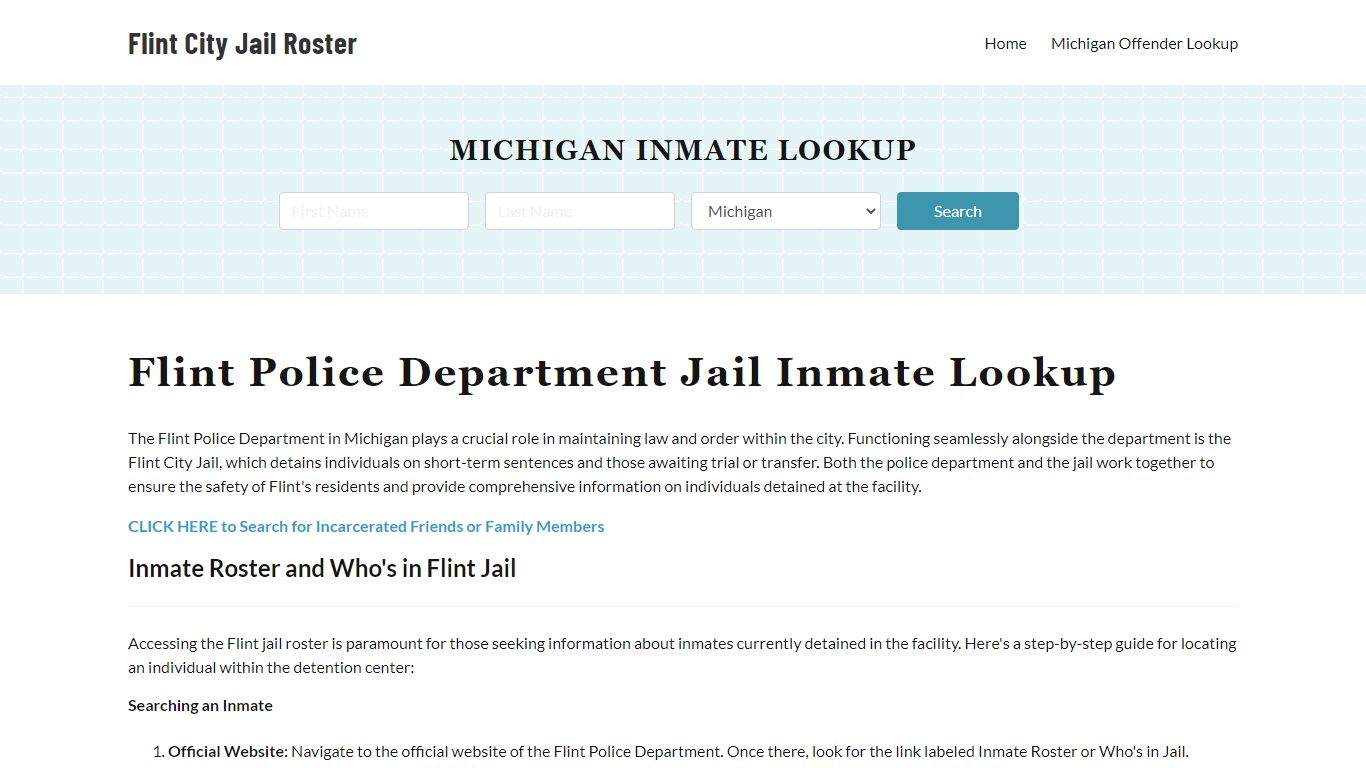 Flint Police Department & City Jail, MI Inmate Roster, Arrests, Mugshots
